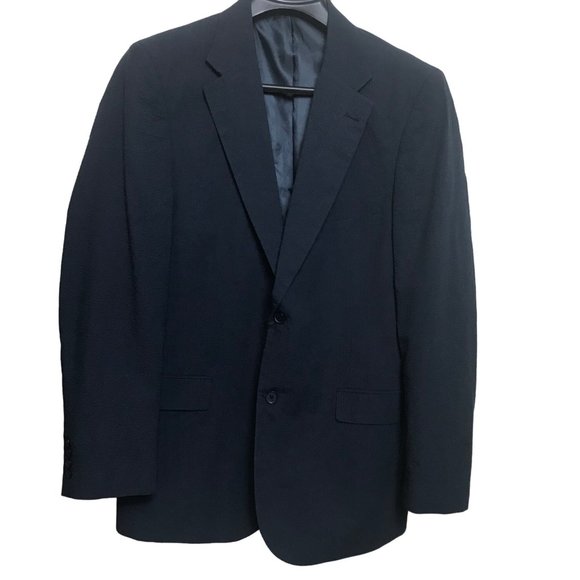 Hunt Rowe Navy Blue Cotton Blazer Sport Coat 2 Button Size 42 - Picture 1 of 6